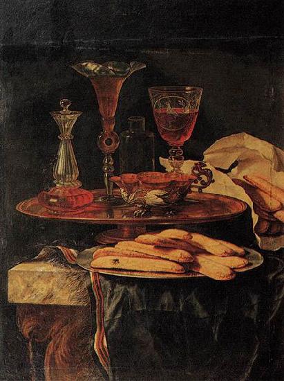 Christian Berentz Still-Life with Crystal Glasses and Sponge-Cakes